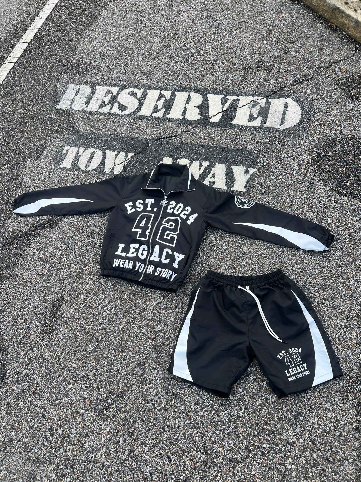 Black/White Windbreaker Set