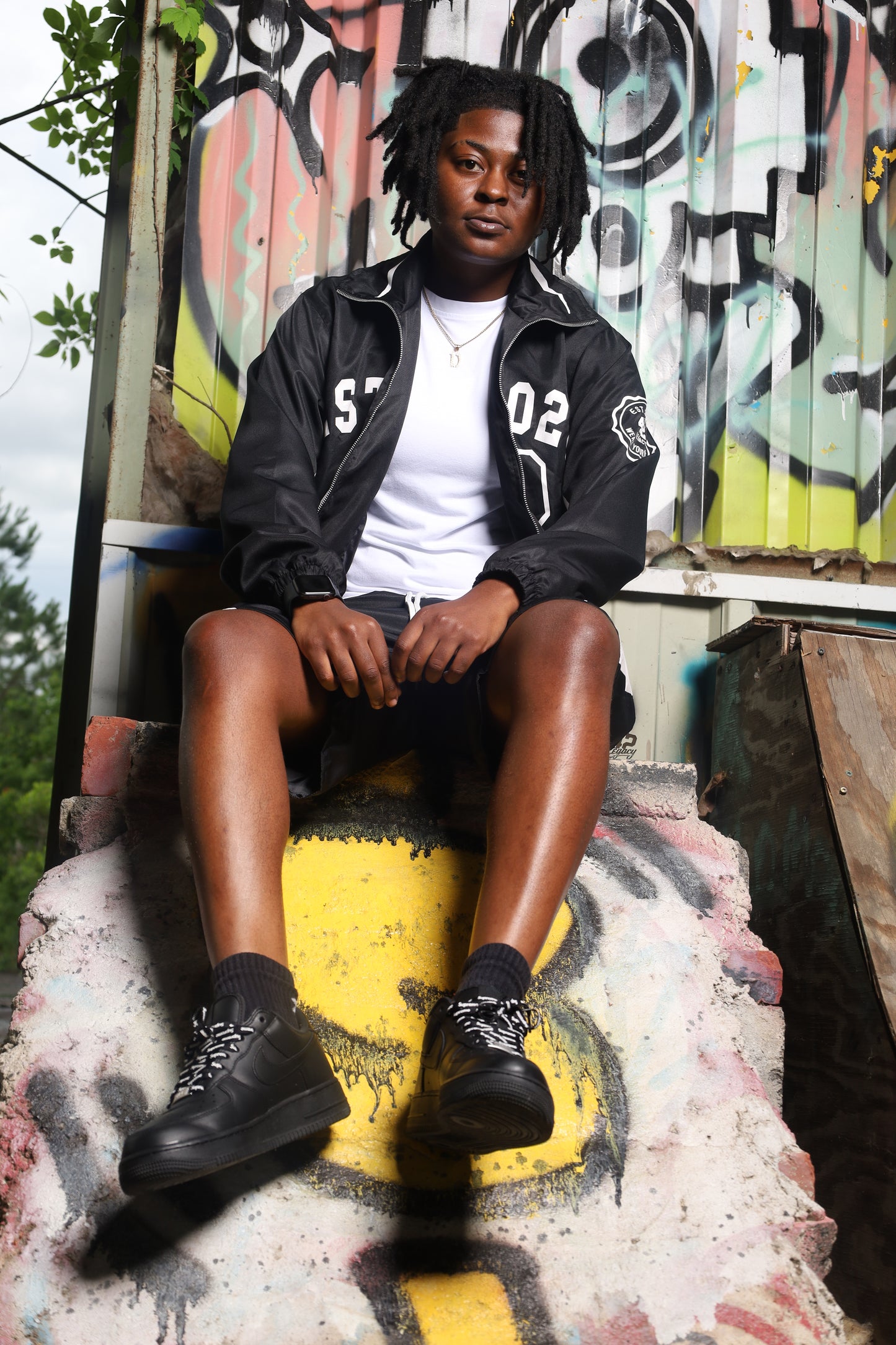 Black/White Windbreaker Set