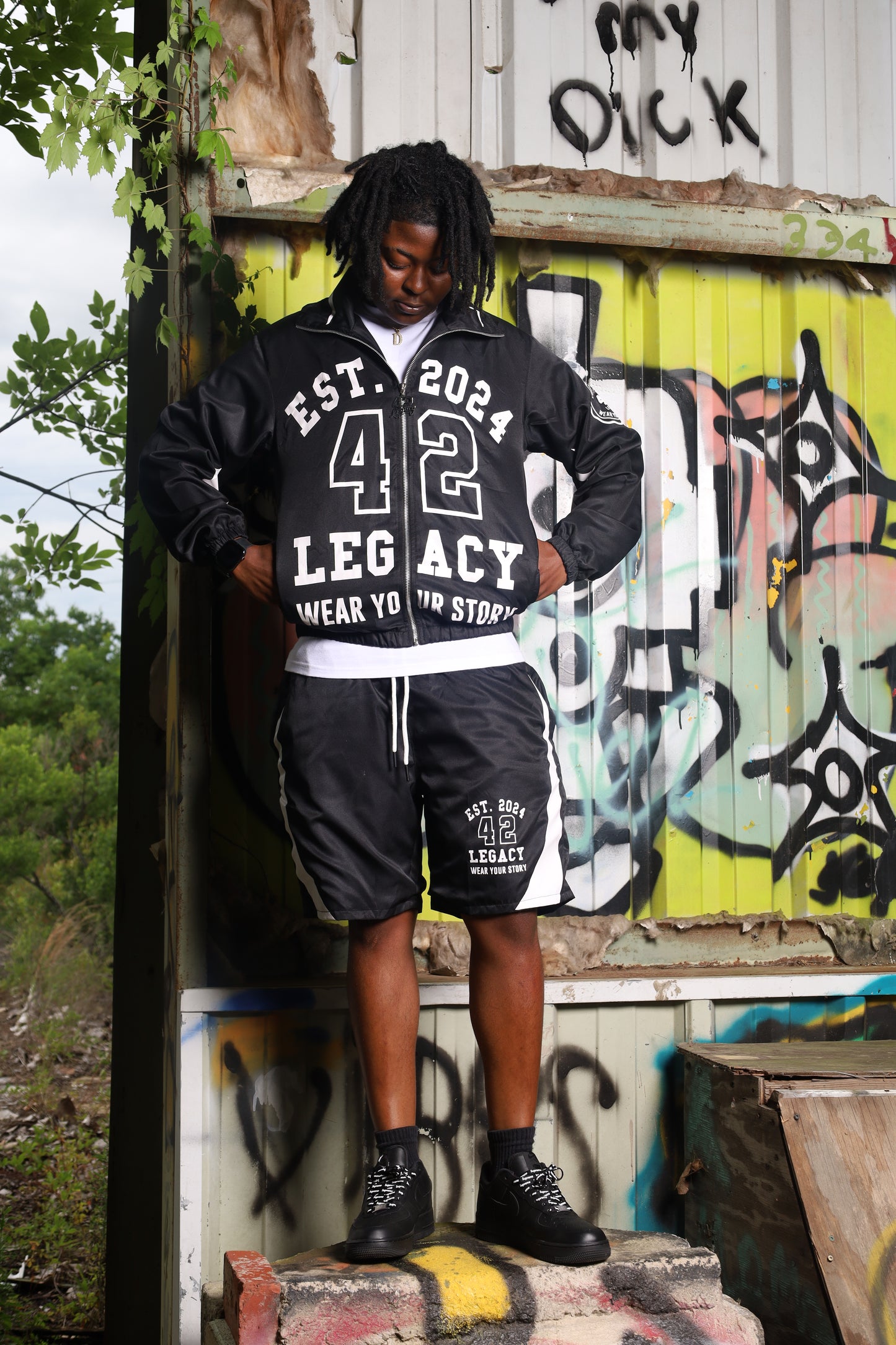 Black/White Windbreaker Set